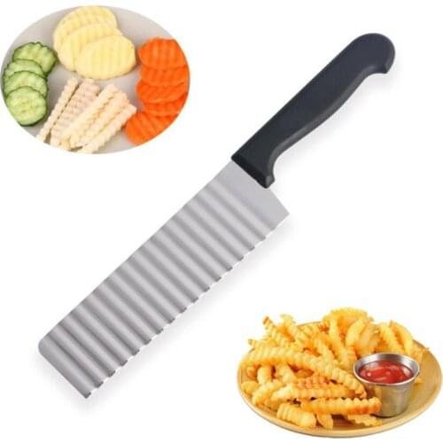 New Stainless Steel Potato Chip Slicer Dough Vegetable Fruit Crinkle Wavy Slicer Knife Potato Cutter Chopper French Fry Maker