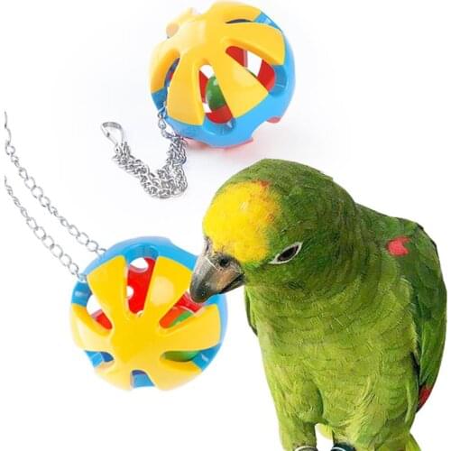 Parrot Ball Toy Plastic Parrot Bell Toy Colorful Bird Ball Toy Bird Grinding Ball Parakeet Cockatiel Parrot Chew Cage Fun Toys