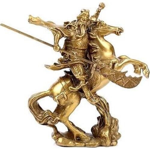 Chinese Ancient Hero Guan Gong Guan Yu ride on horse * bronze statue