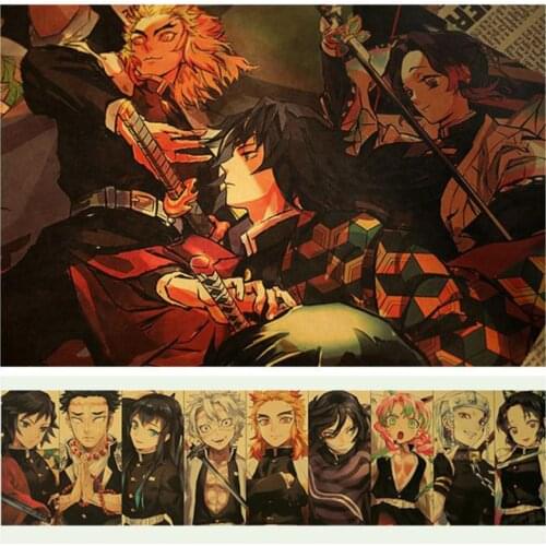 Classic Anime Cartoon Vintage Poster Kraft Paper Material Wall Stickers Childs Bedroom Decoration Anime Wall Poster Home Decor