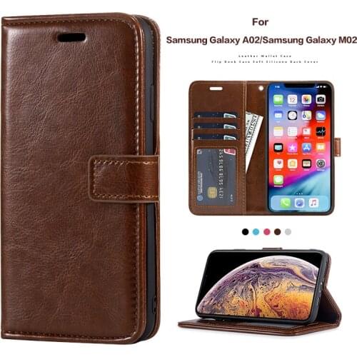 Leather Flip Case For Samsung Galaxy A02 Card Holder Silicone Photo Frame Case Wallet Cover For Samsung Galaxy M02 Business Case