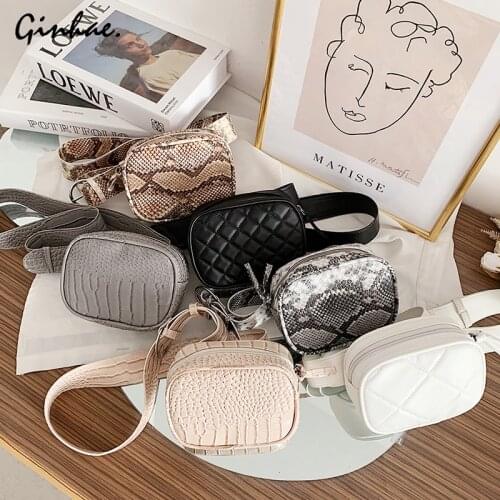 Retro Alligator Pattern Small Shoulder Bag Fashion Belt Bag Pocket Leather Women Causal Zipper Waist Packs Lady Small Square Bag