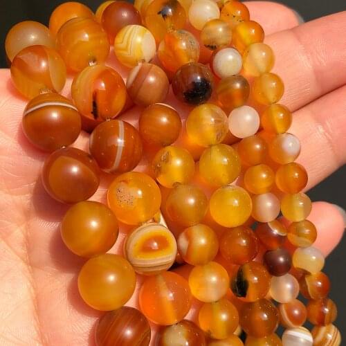 Matte Orange Sardonyx Agates Beads Natural Loose Stone Beads for Jewelry Making DIY Bracelets Necklace Supplies 15'' 6 8 10mm