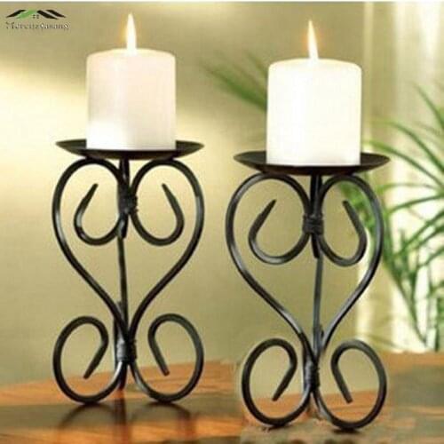 Metal candle holders stand pillar iron black Europe for Christmas wedding birthday decoration portavelas candelabra