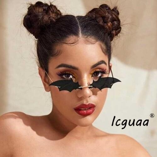 Luxury Fashion Bat Sunglasses Women Rimless Eyeglass Vintage Mirror Frameless Eyewears okulary przeciwsloneczne damskie
