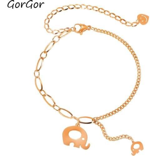 GorGor New Arrivals Elephant Stitching Titanium Steel Niche Design Girlfriend Smile Face Bracelet for Couple Jewelry Gift 1099