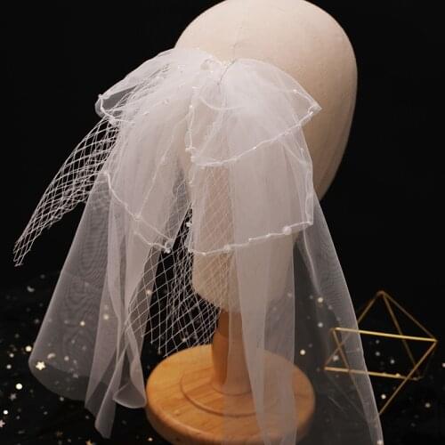 New Beaded Bow Veil hair decoration Bridal Wedding Headdress girls women hair Accessories