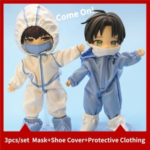 New Ob11 Doll Clothes Medical Staff Cosplay Outfit Obitsiu 11 Clothes Suit Mask + Protective Clothing + Shoe Cover