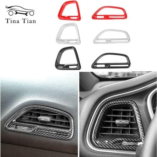 Fit for Dodge Challenger 2015-2020 Car Styling ABS Carbon fiber color 2 PC Both sides Conditioning Vent Decoration Cover
