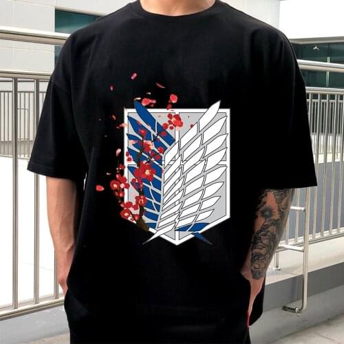 2021 Attack on Titan Anime Logo Casual Short Sleeve Tee-shirts Female Tops Man/Women Streetwear Korean