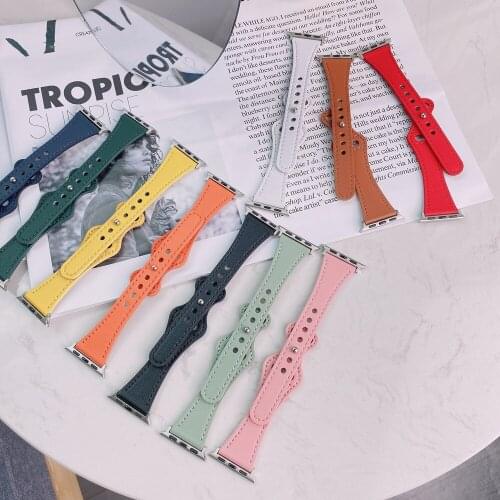 Leather Slim Watchband for Apple Watch Band 40mm 44mm 38mm 42mm for iWatch Series SE 6 5 4 3 2 1 Woman Strap Replacement