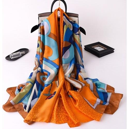 2021 Brand Designer Print Silk Scarf High Quality Foulard 180X90CM Bandana Winter Neck Scarves Lady Sunscreen Shawls And Wrpas
