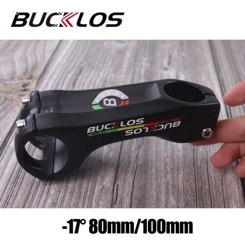 BUCKLOS Ultralight -17degree Bicycle Stem Aluminum Alloy Road Mountain Bike Stem 80mm 100mm Bicycle Handlebar Stem Part