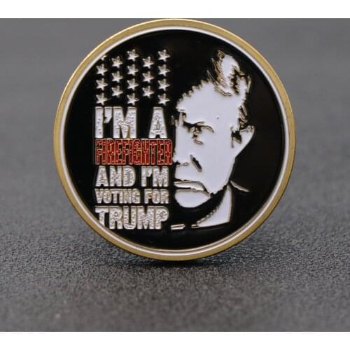 Newest 2020 Trump Gold Souvenir Coin I AM a Firefighter and I Am Voting For Trump Commemorative Coins