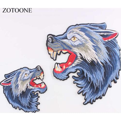 ZOTOON Big Patch Wolf Iron on Patches Motorcycle Jacket Sticker Biker Iron on Accessories for Coat Dress Parent-child Lovers D