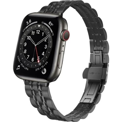 Thin Slim Stainless Steel link Strap for apple watch se 40mm 44mm strap iwatch 6 5 4 3 38mm 42mm band Bracelet men women correa