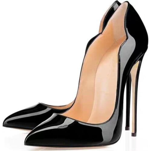 Women Pumps High Quality Patent Leather Fabric 12CM High Heel Pointed Toe Party Summer Autumn Fashion Handmade Shoes Women