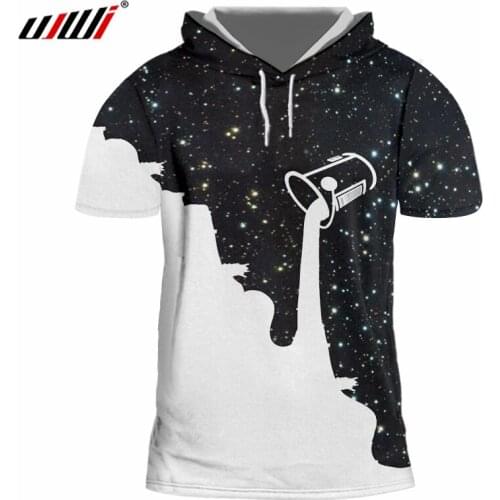UJWI Man Tshirt Hot Short Starry sky 3D Print milk Hip Hop Large size Tops Tees Slim Hoody T-shirt Drop Shiping