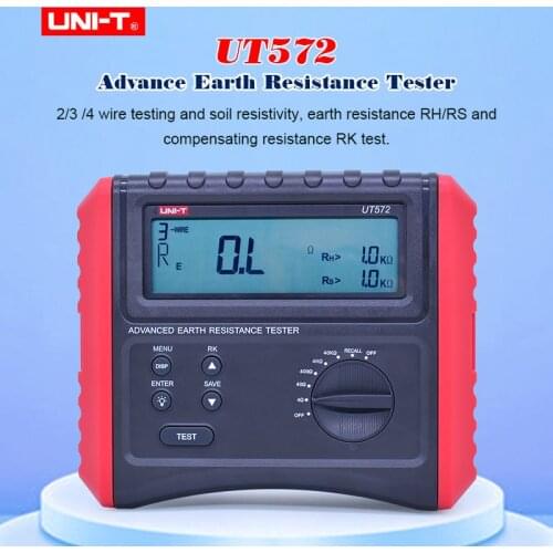 UNI-T UT572 Advance Earth Reistance Tester Ground Resistance Test / Soil Resistivity Test Data Storage LCD Backlight
