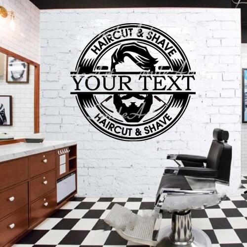 Cartoon Style Custom Name Barbershop Vinyl Wall Sticker Home Decor Stikers For Kids Rooms Removable Decor Wall Decals
