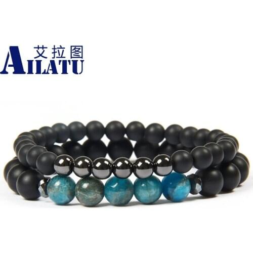 Men and Women Sets Jewelry Natural Sunstone, apatite Stone Bracelet Beaded Prayer Beads Bangle Drop Shipping