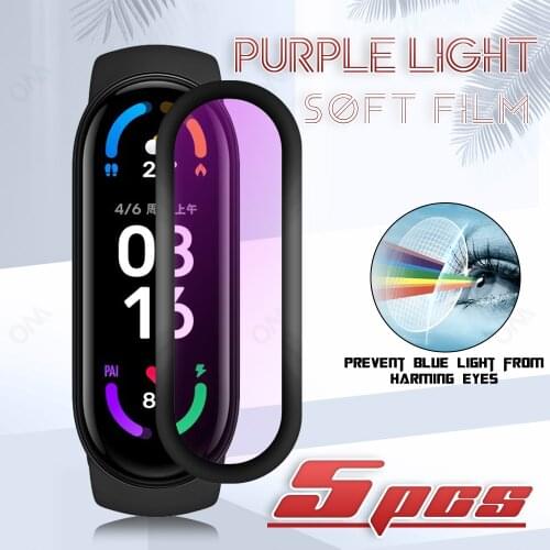 Anti-blue light Curved Edge Soft Screen Protector Film For Xiaomi Mi Band 4 5 6 Smart Wristband Watch Protective Cover (Not Glas
