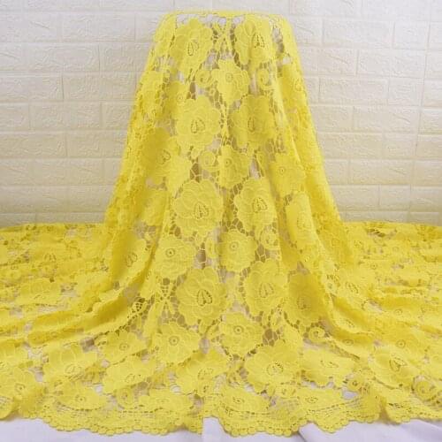 Zhenguiru High Quality Guipure Cord Yellow African Fabric Flowers French Fabric Mesh Nigerian Fabric For Women Party Dress A2021