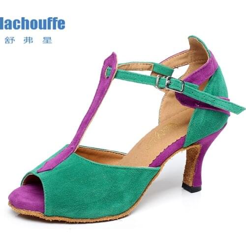 Women Flock Latin Dance Shoes Woman Sfot Sole Shoes for Dancing Salsa Bachata Ladies High Heel Tango Salsa Ballroom Dance-Shoes