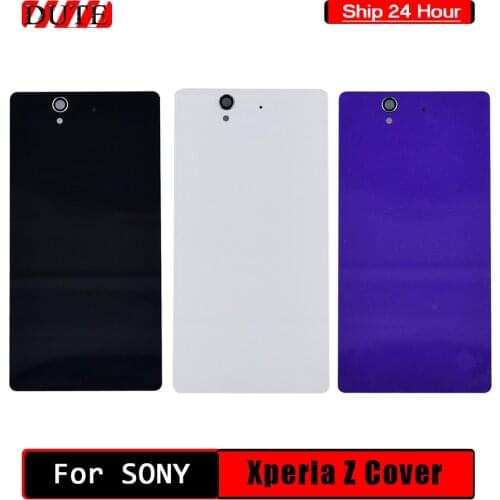 100% Back Cover for Sony Xperia Z L36H LT36 C6603 C6602 Back Glass Housing Battery Door Cover Free Shipping