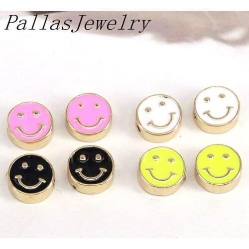 20Pcs, Fashion Enamel Smile face Round beads diy for jewelry making bracelet necklace smiley beads accessory charm
