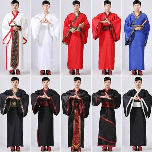 2020 New Year Costumes for Adult Man Chinese Spring Festival Performance Gown Embroidery Loose Style Male Tang Suit Hanfu