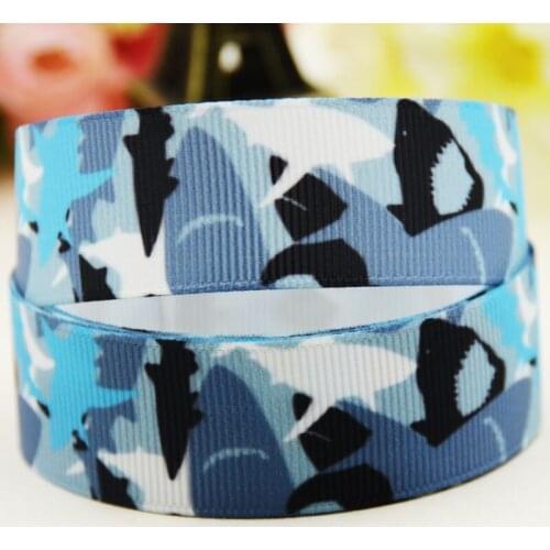 22mm 25mm 38mm 75mm Shark cartoon printed Grosgrain Ribbon party decoration 10 Yards X-04295