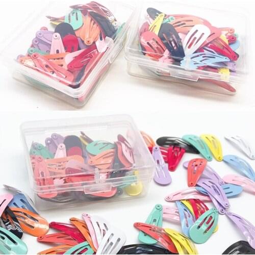 50 Pcs Mix-Color 3cm Baby Girls Snap Hair Clips No Slip Metal Hair Barrettes Hair Pins Kids Hair Accessorie