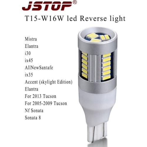 JSTOP Mistra Elantra i30 ix45 ix35 Accent Tucson Nf Sonata T15 w16w 4014smd led car 12v Lamps 6000k External bulbs Reverse Lighs