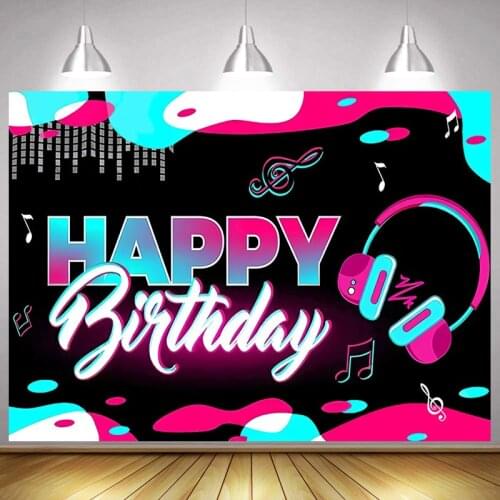 Glitter Music Theme Tik Headset Custom Backdrop Birthday Wedding Party Photography Background Poster Decor Studio Photocall