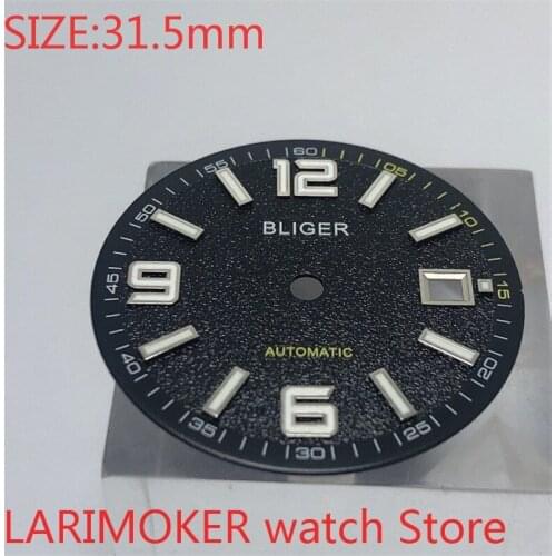 Bliger /31.5MM Sterile Watch Dial black Watch Dial Parts Fit ETA 2836/2824 DG2813/3804 Miyota 8215 821A Movement
