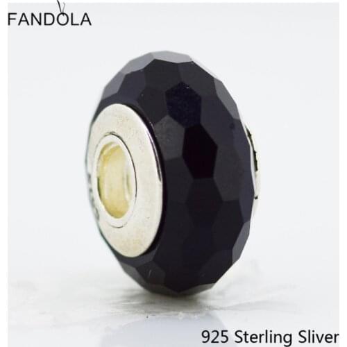 CKK 925 Sterling Silver Murano Glass Beads Fascinating Black Charms Original Jewelry Fits For Bracelets