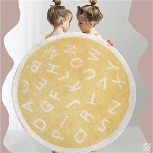 Nordic Round Cotton Plush Baby Crawling Rugs Kids Play Mat Educational Alphabet Area Rugs Newborn Photo Props Room Carpet 100cm