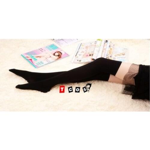 Lolita Over Knee Socks Stockings Cosplay Long Socks Warm Thigh High Over the Knee Socks Black White Dark Gray H