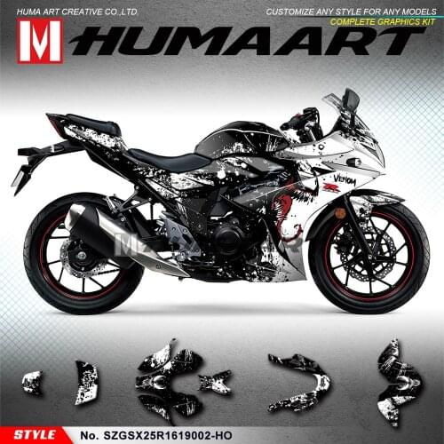 HUMAART Custom Graphics Waterproof Decal Kit Complete Wrap Vinyl Deco for GSX250R GSX 250 R 2016 2017 2018 2019 2020, Venom