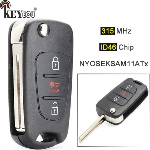 KEYECU 315MHz ID46 Chip FCC: NYOSEKSAM11ATx Replacement Flip 2+1 4 Button Remote Key Fob for Kia Sportage 2010 2011 2012 2013