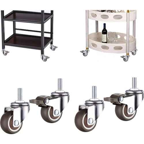 4Pcs Furniture Caster Wheels No Noise Swivel Soft Rubber Rollers with Thread Stem for Office Chair Cart Trolley Workbench 1inch