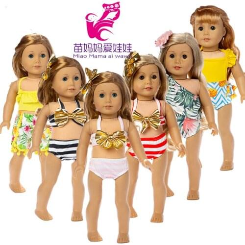 Doll swim clothes for 17" inch baby new born doll bikini for 18 inch doll summer swimming cloth children girl Christmas gifts