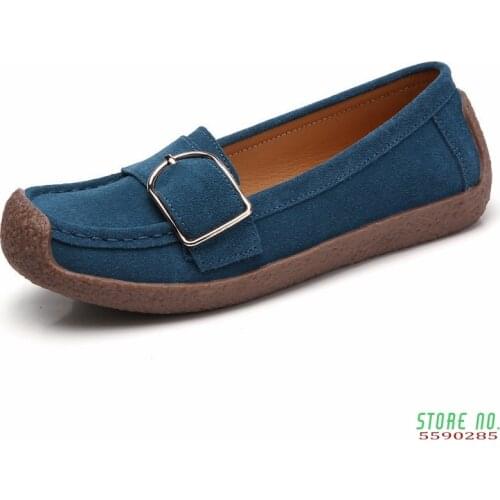 Spring Autumn Shoes Woman Genuine Leather Women Flats Slip On Womens Loafers Female Moccasins Shoe Buckle Footwear