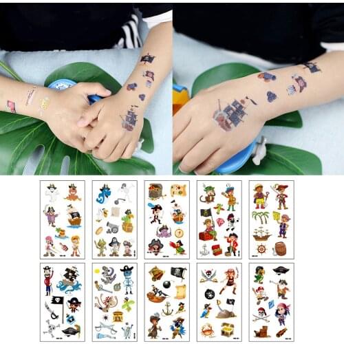 Behogar 10 Sheets Pirate Theme Party Temporary Tattoo Sticker for Children Tatouage Body Art Waterproof Temporary Tattoo Sticker