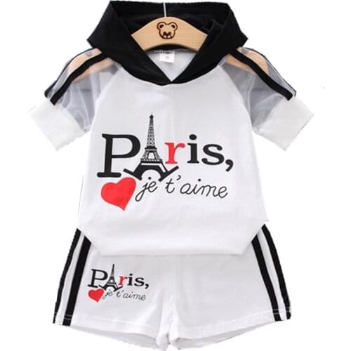 New Summer Baby Girl Clothes Children Boys Fashion Cartoon Hoodies Shorts 2Pcs/set Toddler Cotton Casual Clothing Kids Tracksuit