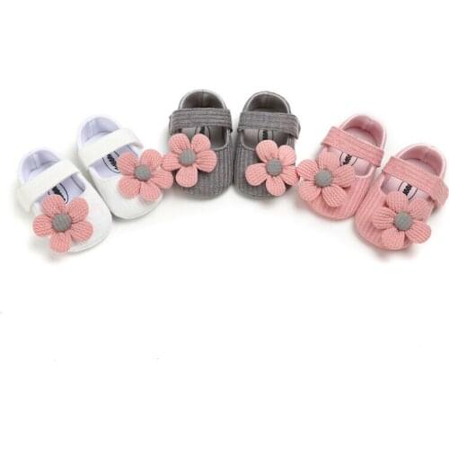 Princess Baby Girls Shoes Prewalker Infant Sole Crib Mary Jane Flats Newborn Toddler Baby Flower Soft Cotton Knitted Shoes