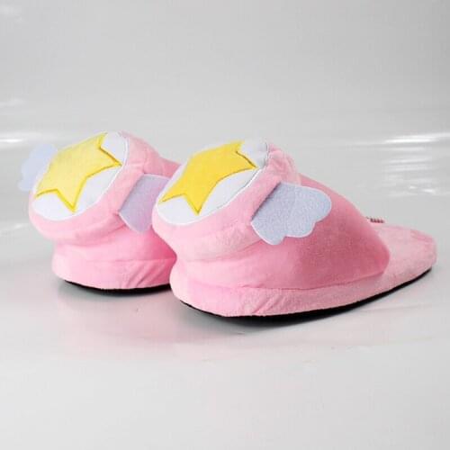 28cm Anime Card Captor Sakura Cartoon Pink Plush Slippers Soft Stuffed Indoor Winter Warm Shoes Doll Toy For Girl Gift