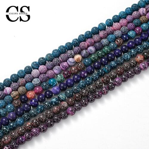 Natural Oxidized Agates Stone Beads Round Loose Spacer Beads for Jewelry Making DIY Bracelet Charms Accessories 4/6/8/10/12 MM