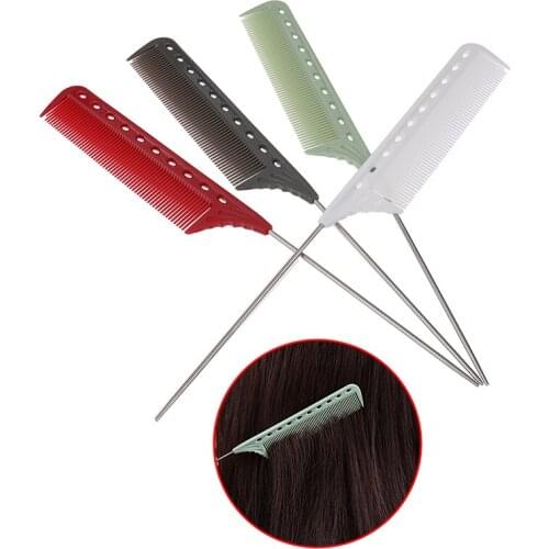 Pro 1PC Stainless Steel Hair Styling Comb For Hairdressing 4 Colors Available Hair Combs Hair Tail Comb In Resin Plastic Barber